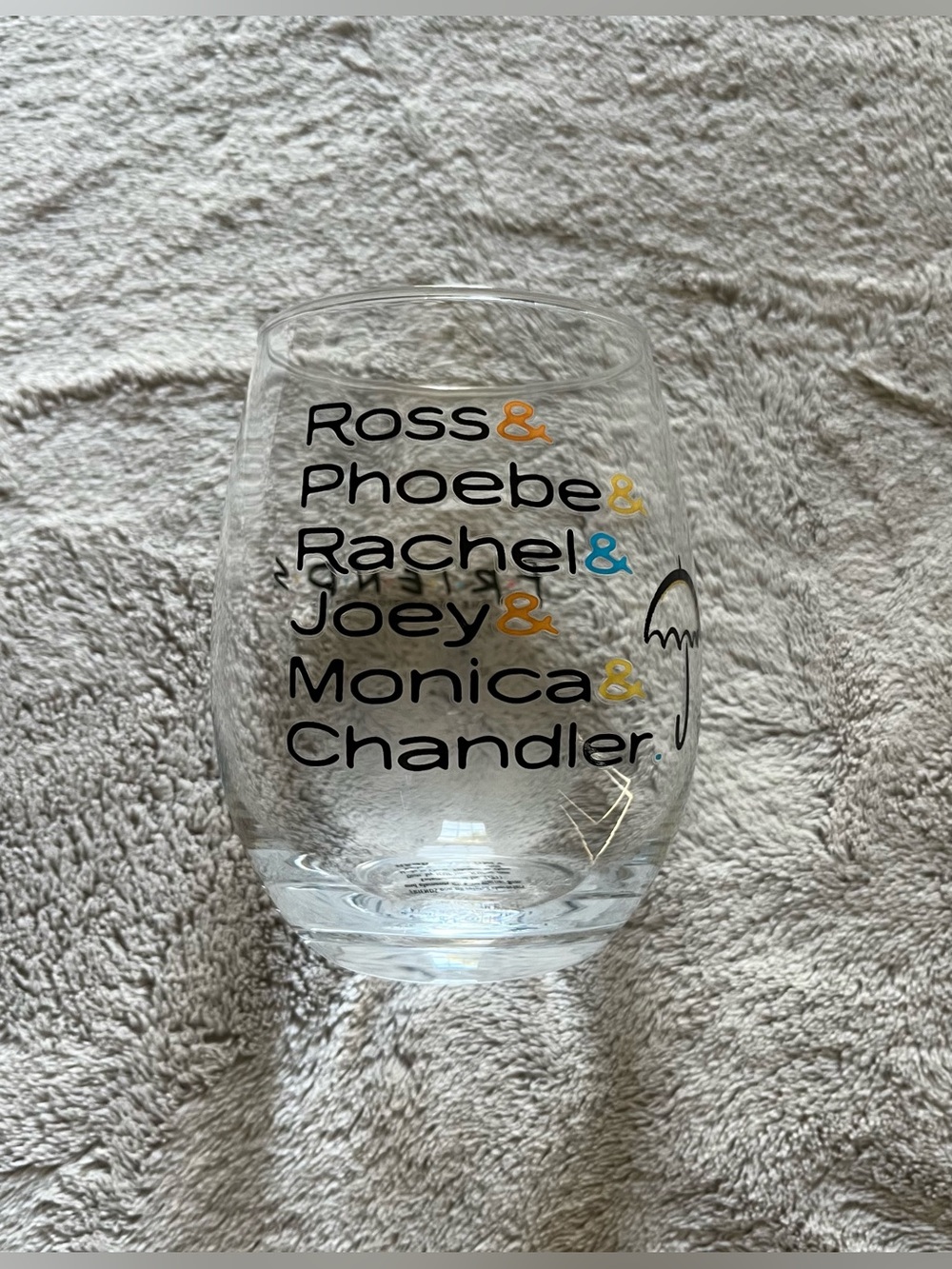 NWOT Friends Stemless Wine Glass 20oz